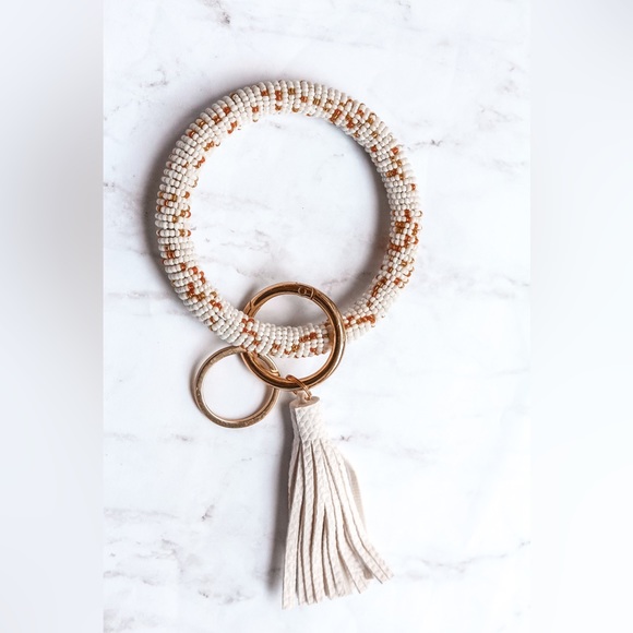 Beaded bracelet bangle car Keychain holder wristlet Key Ring - Picture 5 of 6